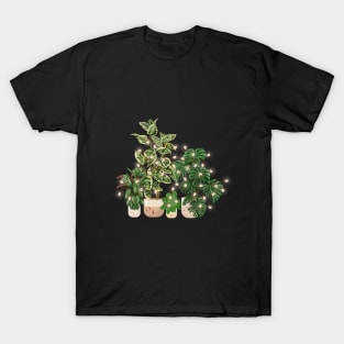 Plants with Christmas lights, Plant lady decoration T-Shirt